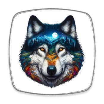 Loup - Magnet carré - blanc - Devant