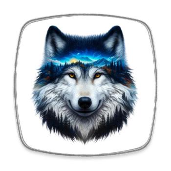 Wolf - Square fridge magnet - white - Front