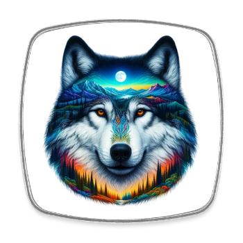 Wolf - Square fridge magnet - white - Front