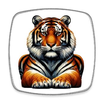 Tiger - Viereckiger Kühlschrankmagnet - Weiß - Vorne