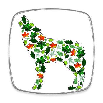Loup en feuilles - Magnet carré - blanc - Devant