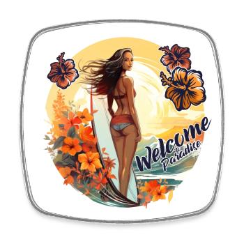 SURFING PARADISE!! - Viereckiger Kühlschrankmagnet - Weiß - Vorne