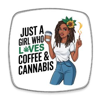 Juste une fille qui aime le café et le cannabis - Magnet carré - blanc - Devant