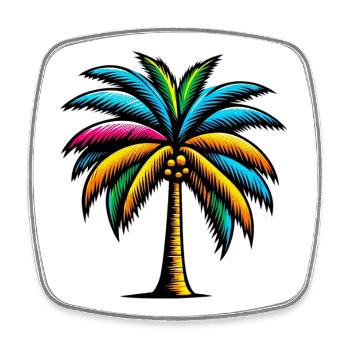 Palme - Viereckiger Kühlschrankmagnet - Weiß - Vorne