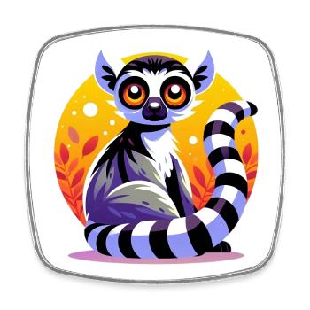 Lemur - Square fridge magnet - white - Front