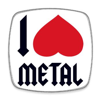 I LOVE METAL - Viereckiger Kühlschrankmagnet - Weiß - Vorne