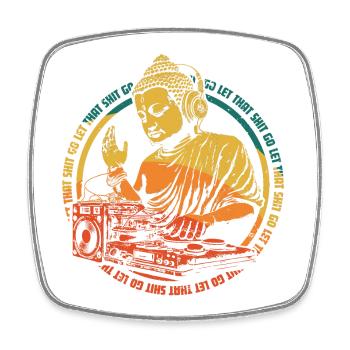 Buddha DJ - Viereckiger Kühlschrankmagnet - Weiß - Vorne