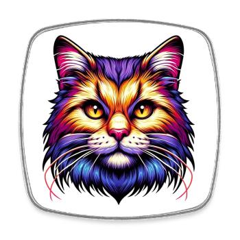 Cat - Square fridge magnet - white - Front