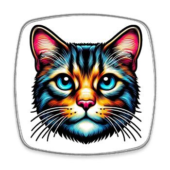 Cat - Square fridge magnet - white - Front