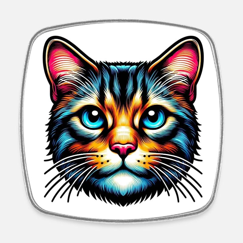 Katze - Viereckiger Kühlschrankmagnet - Weiß