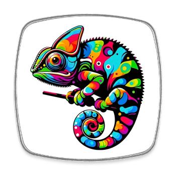 Chameleon - Square fridge magnet - white - Front