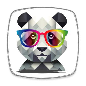 Cool Panda: Geometric style meets colorful - Square fridge magnet - white - Front