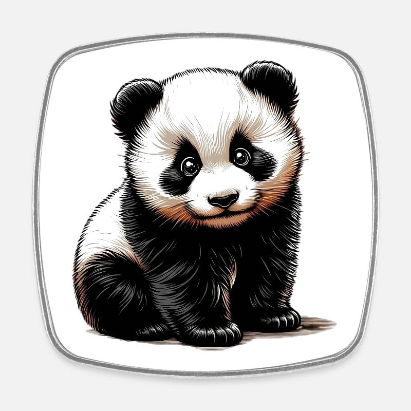 Panda - Viereckiger Kühlschrankmagnet - Weiß