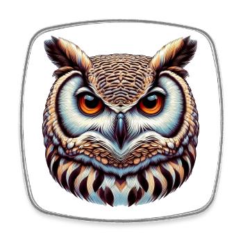 Owl - Square fridge magnet - white - Front