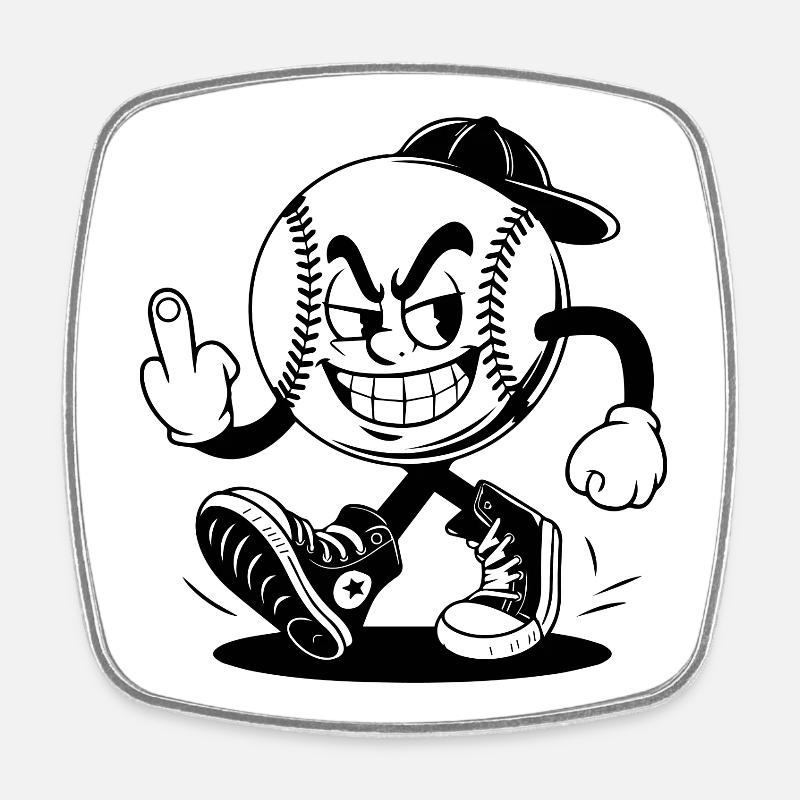 baseball avec un - Magnet carré - blanc