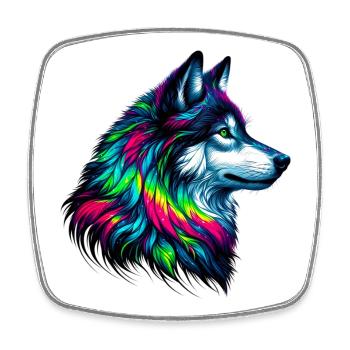Wolf - Square fridge magnet - white - Front