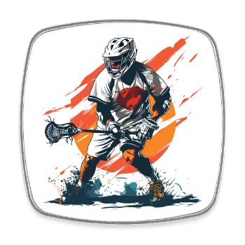 Lacrosse player - Square fridge magnet - white - Front