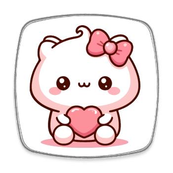 Kawaii Welpe mit Herz - Viereckiger Kühlschrankmagnet - Weiß - Vorne