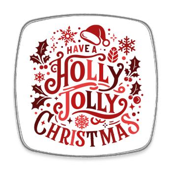 Holly Jolly Christmas Motif - Viereckiger Kühlschrankmagnet - Weiß - Vorne