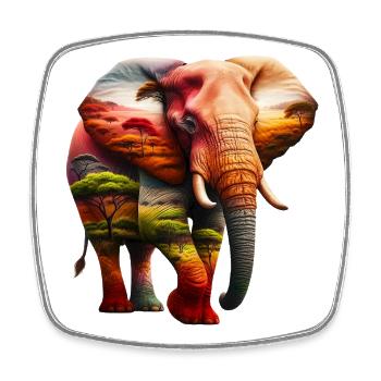 Elefant - Viereckiger Kühlschrankmagnet - Weiß - Vorne