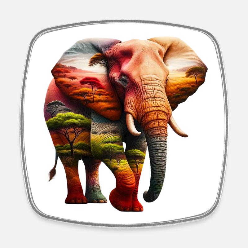 Elefant - Viereckiger Kühlschrankmagnet - Weiß