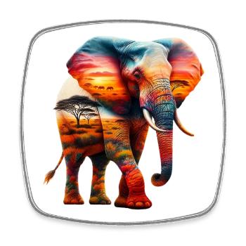 Elephant - Square fridge magnet - white - Front
