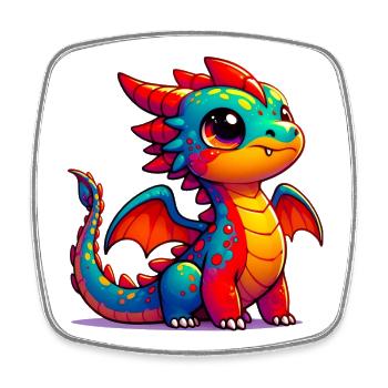 Dragon - Magnet carré - blanc - Devant
