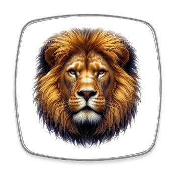 Lion - Magnet carré - blanc - Devant
