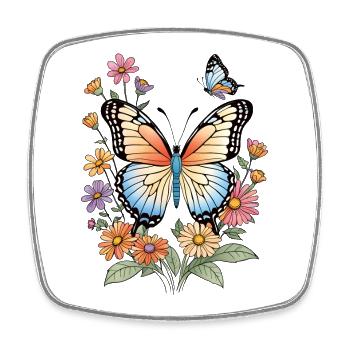 Colorful butterfly in a sea of flowers - Square fridge magnet - white - Front