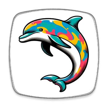Dolphin - Square fridge magnet - white - Front