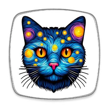 Cat - Square fridge magnet - white - Front