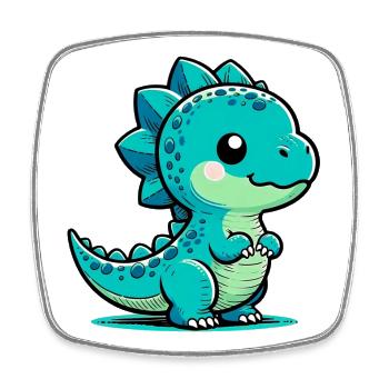 Dinosaurier - Viereckiger Kühlschrankmagnet - Weiß - Vorne