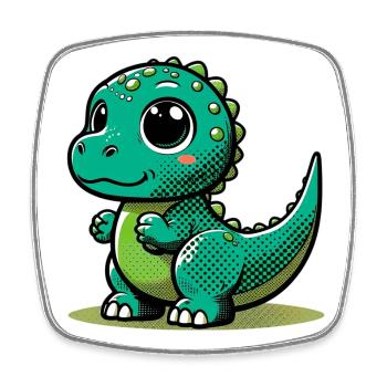 Dinosaure - Magnet carré - blanc - Devant