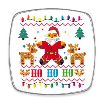 Pull de Noël moche Design-Père Noël et renne - Magnet carré - blanc - Devant