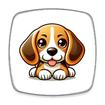 Niedlicher Beagle-Hund - Viereckiger Kühlschrankmagnet - Weiß - Vorne