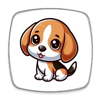 Chibi Beagle Hund - Viereckiger Kühlschrankmagnet - Weiß - Vorne