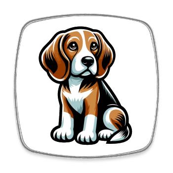Niedlicher Hund Cartoon Beagle - Viereckiger Kühlschrankmagnet - Weiß - Vorne