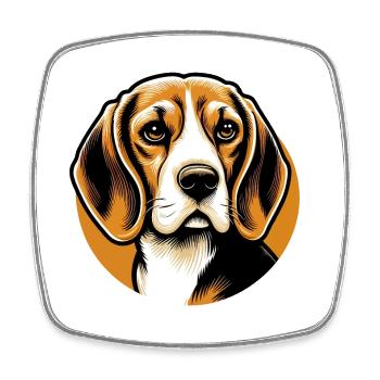Chien Beagle tête - Magnet carré - blanc - Devant