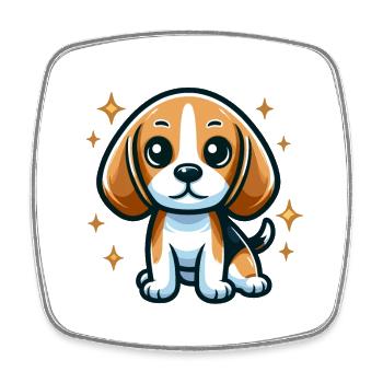 Beagle Chibi Dog - Square fridge magnet - white - Front