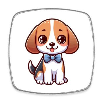 Cute Little Beagle - Square fridge magnet - white - Front