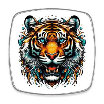 Tigre - Magnet carré - blanc - Devant