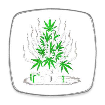 Joint Weed Tree – Kreatives Cannabis-Urlaubsdesign - Viereckiger Kühlschrankmagnet - Weiß - Vorne