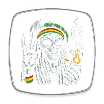 Rasta Alien – Chill and Cosmic Vibes Design - Square fridge magnet - white - Front