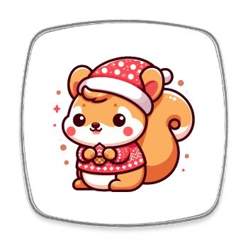 Cute Christmas Squirrel - Square fridge magnet - white - Front