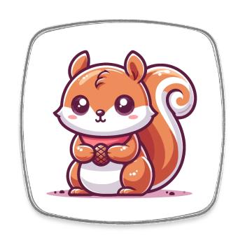 Eichhörnchen mit einem Samen - Viereckiger Kühlschrankmagnet - Weiß - Vorne