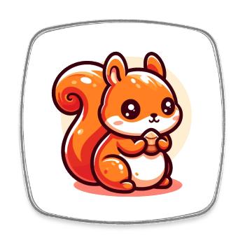 Cute Squirrel Eats a Seed - Square fridge magnet - white - Front