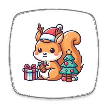 Little Christmas Squirrel - Square fridge magnet - white - Front