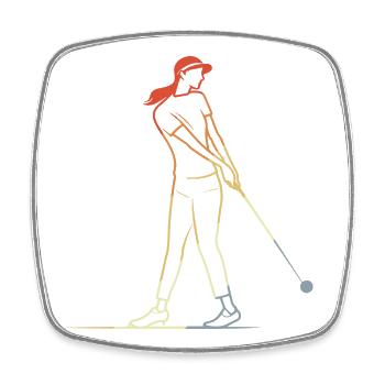 Weiblicher Golfspieler Line Art - Viereckiger Kühlschrankmagnet - Weiß - Vorne