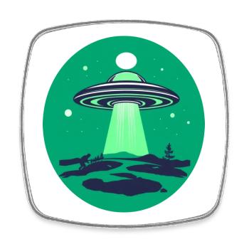 UFO-Besucher - Viereckiger Kühlschrankmagnet - Weiß - Vorne