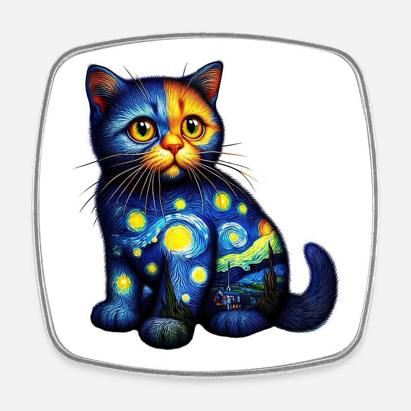 Katze - Viereckiger Kühlschrankmagnet - Weiß